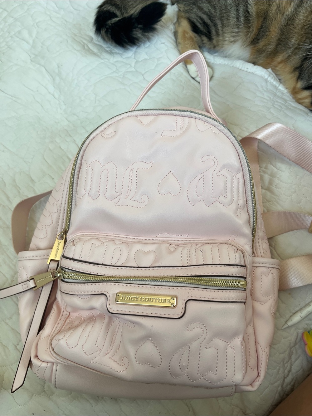 Juicy Couture Light Pink Quilted Logo Mini Backpack